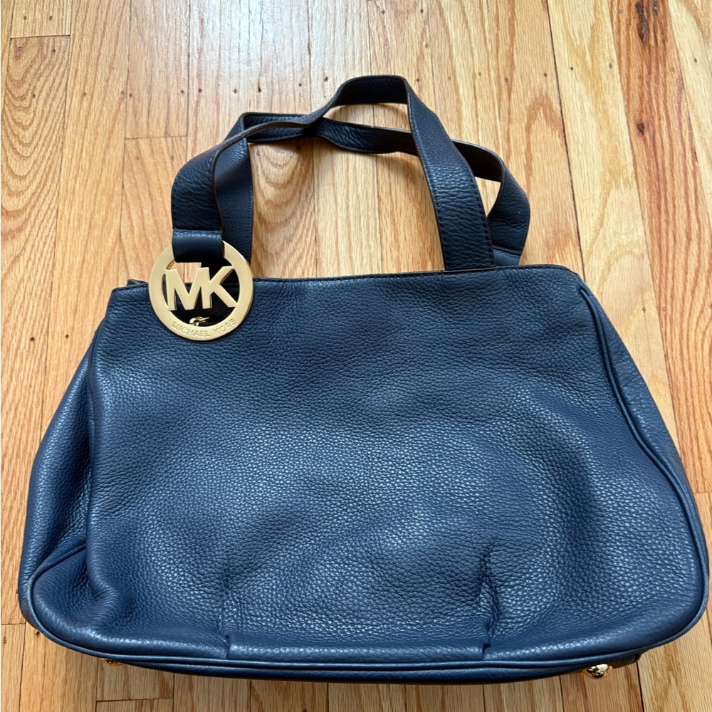 Michael Kors Navy Blue Leather Tote/Satchel Bag